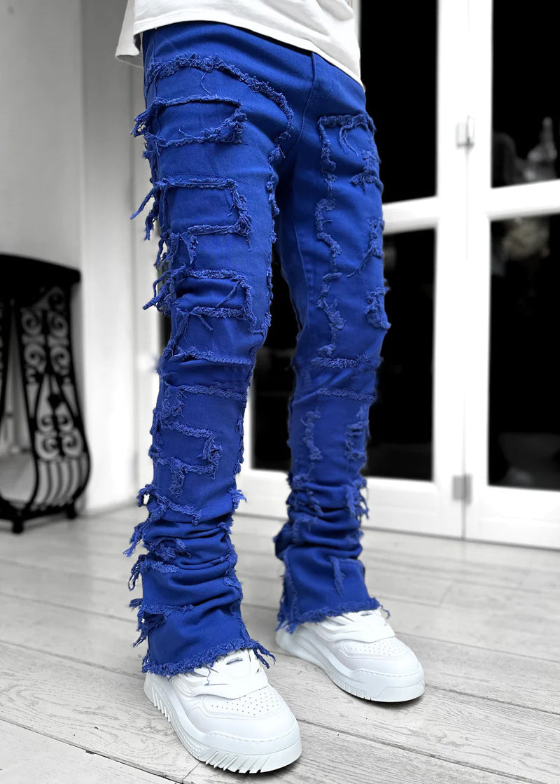 Men’s Patched Stacked Jeans
