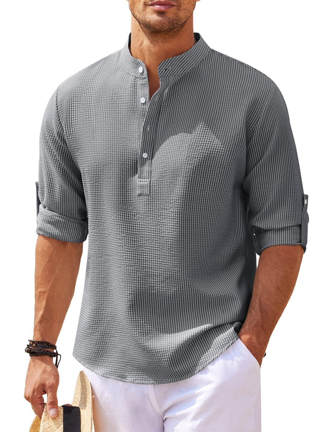 Men’s Long Sleeve Stand-Collar Shirt