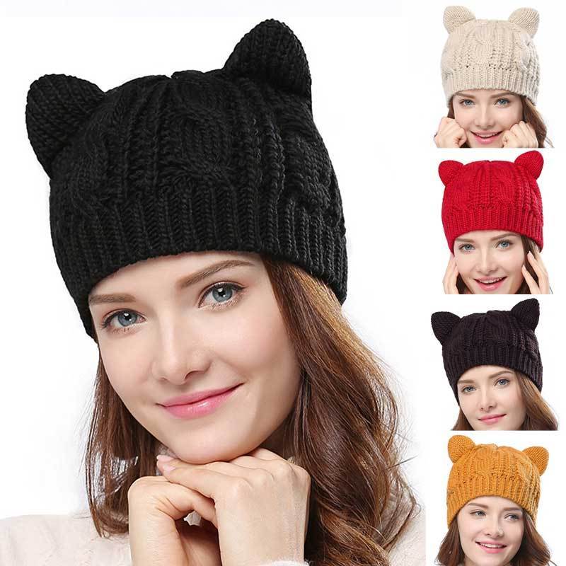 Handmade 3D Knitted Cat Ear Beanie
