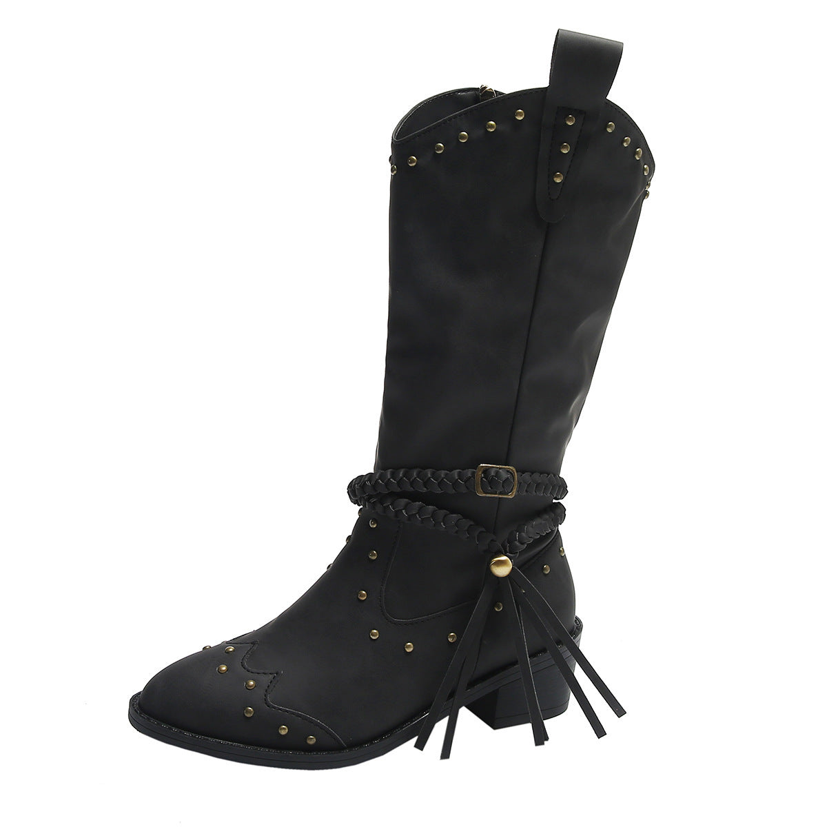 Women’s Retro Mid-Calf Tassel Boots