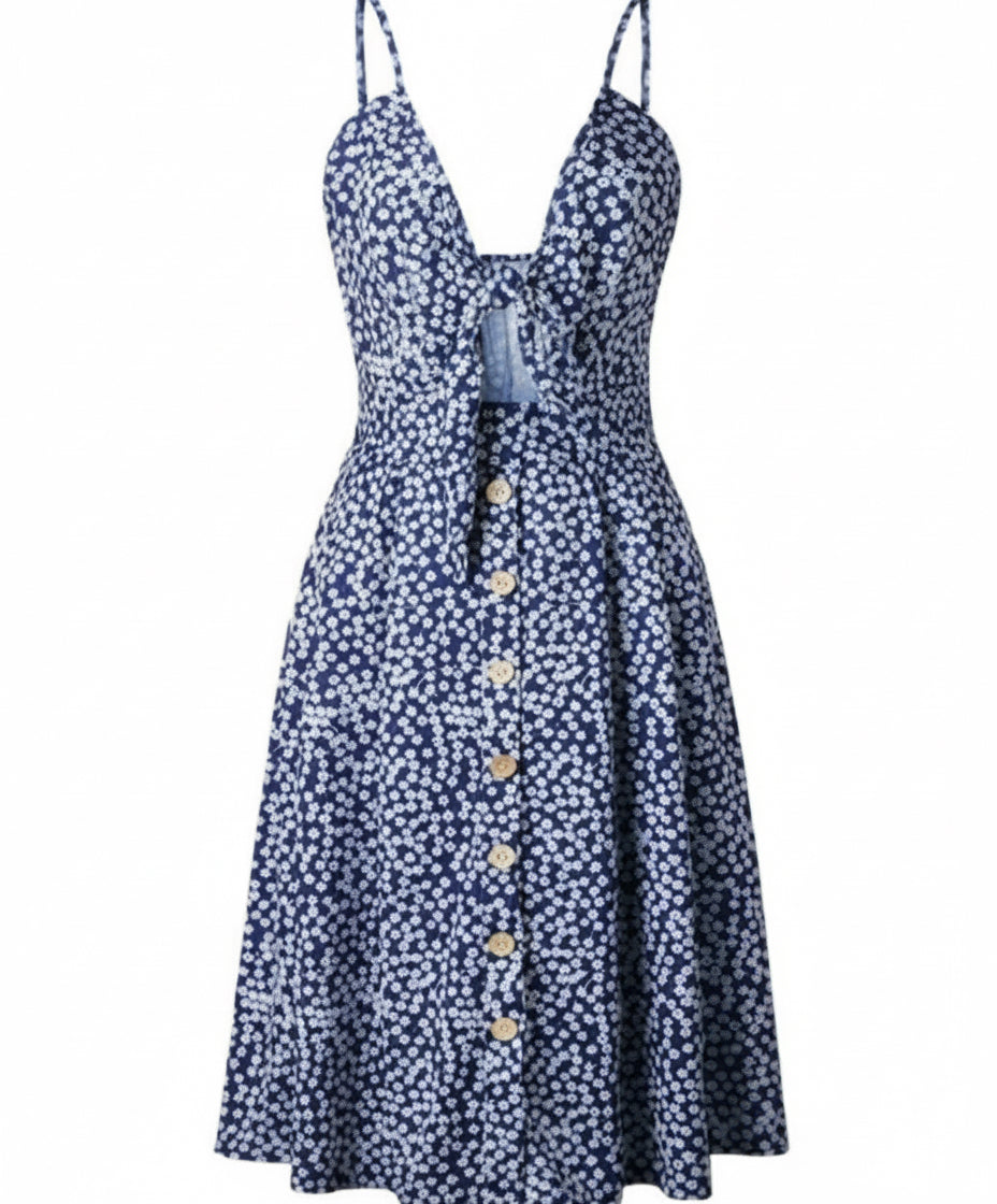 Women’s Sleeveless Backless Strap Sheath Dress