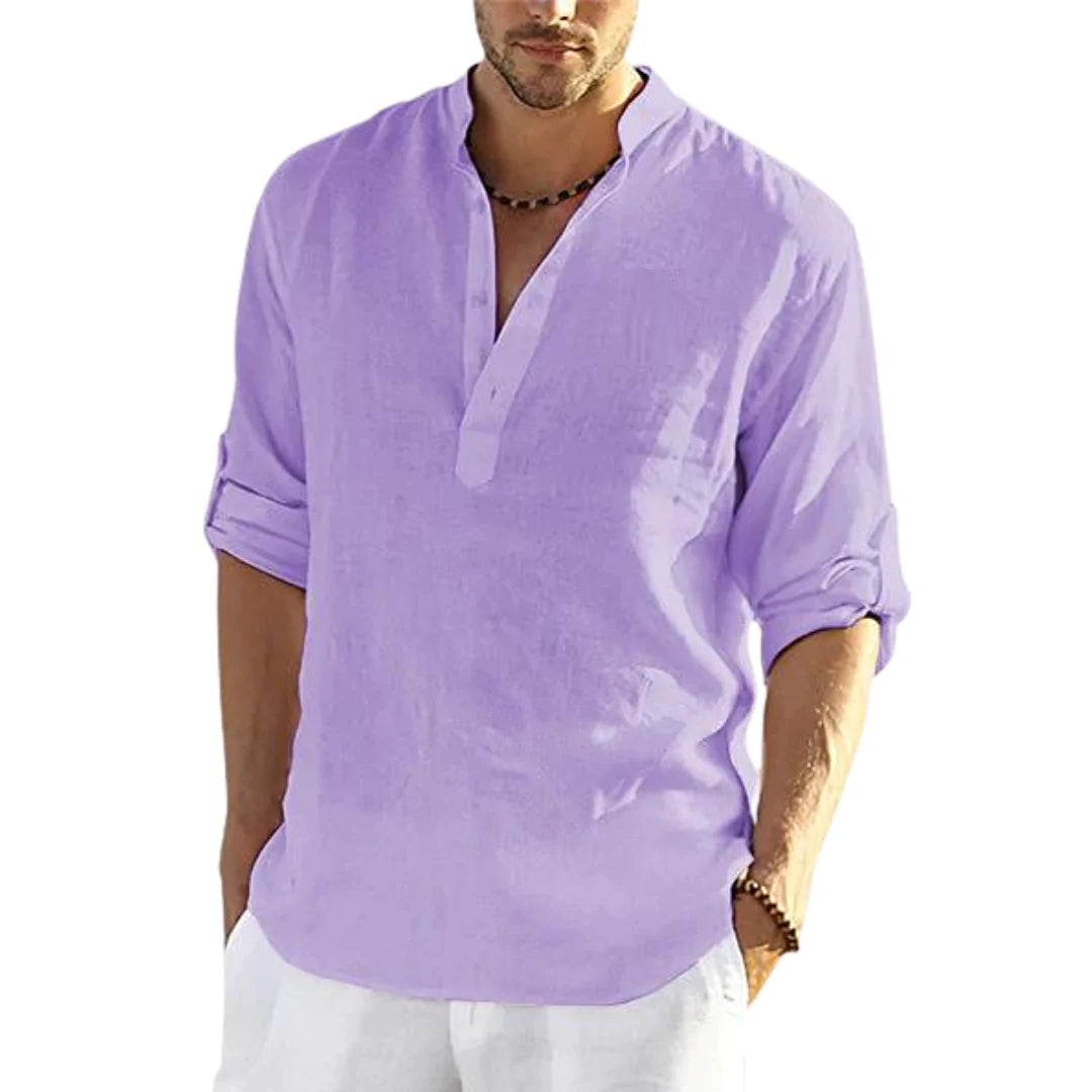 Men’s Cotton-Linen Long Sleeve Shirt