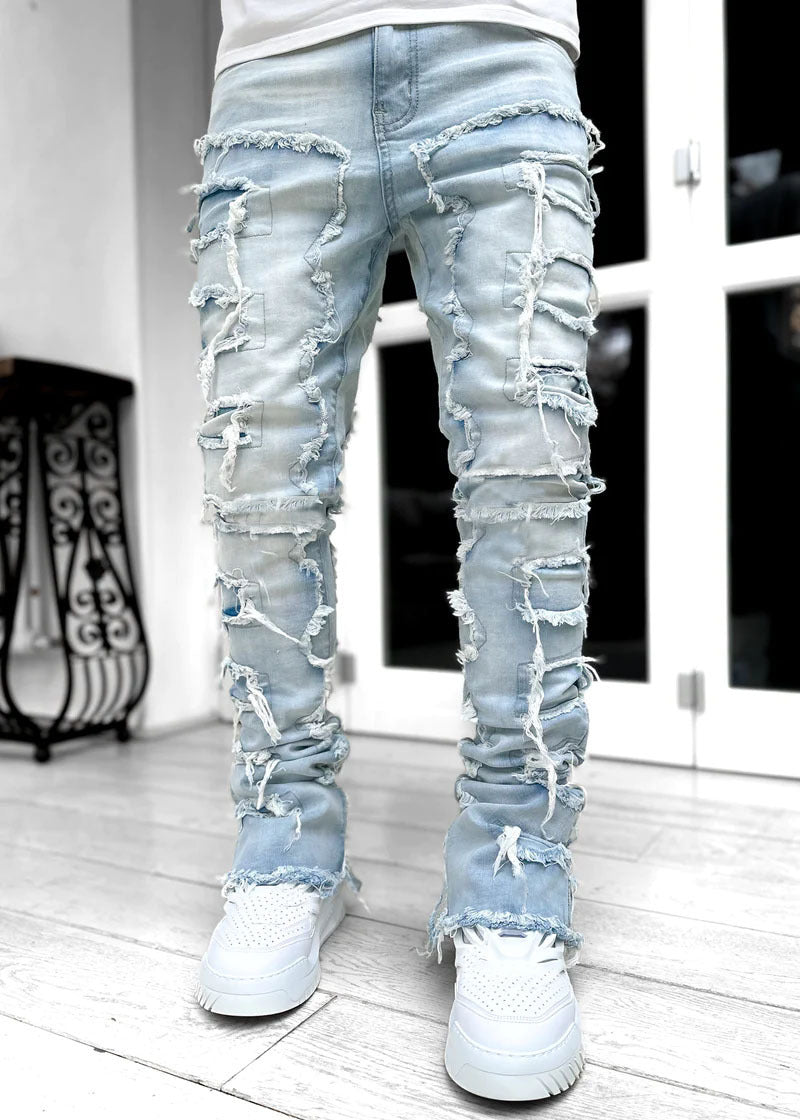 Men’s Patched Stacked Jeans