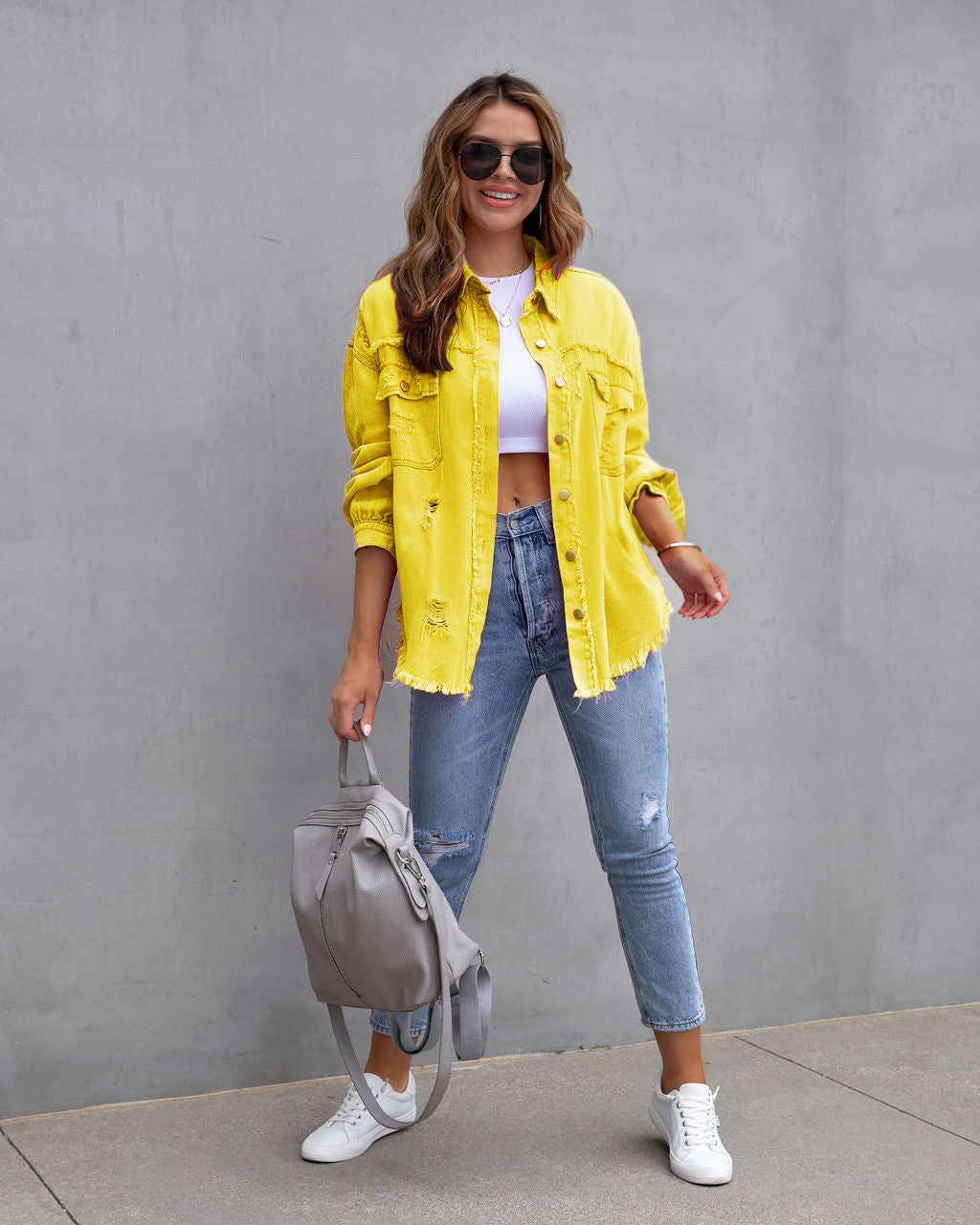 Casual Ripped Shirt Jacket
