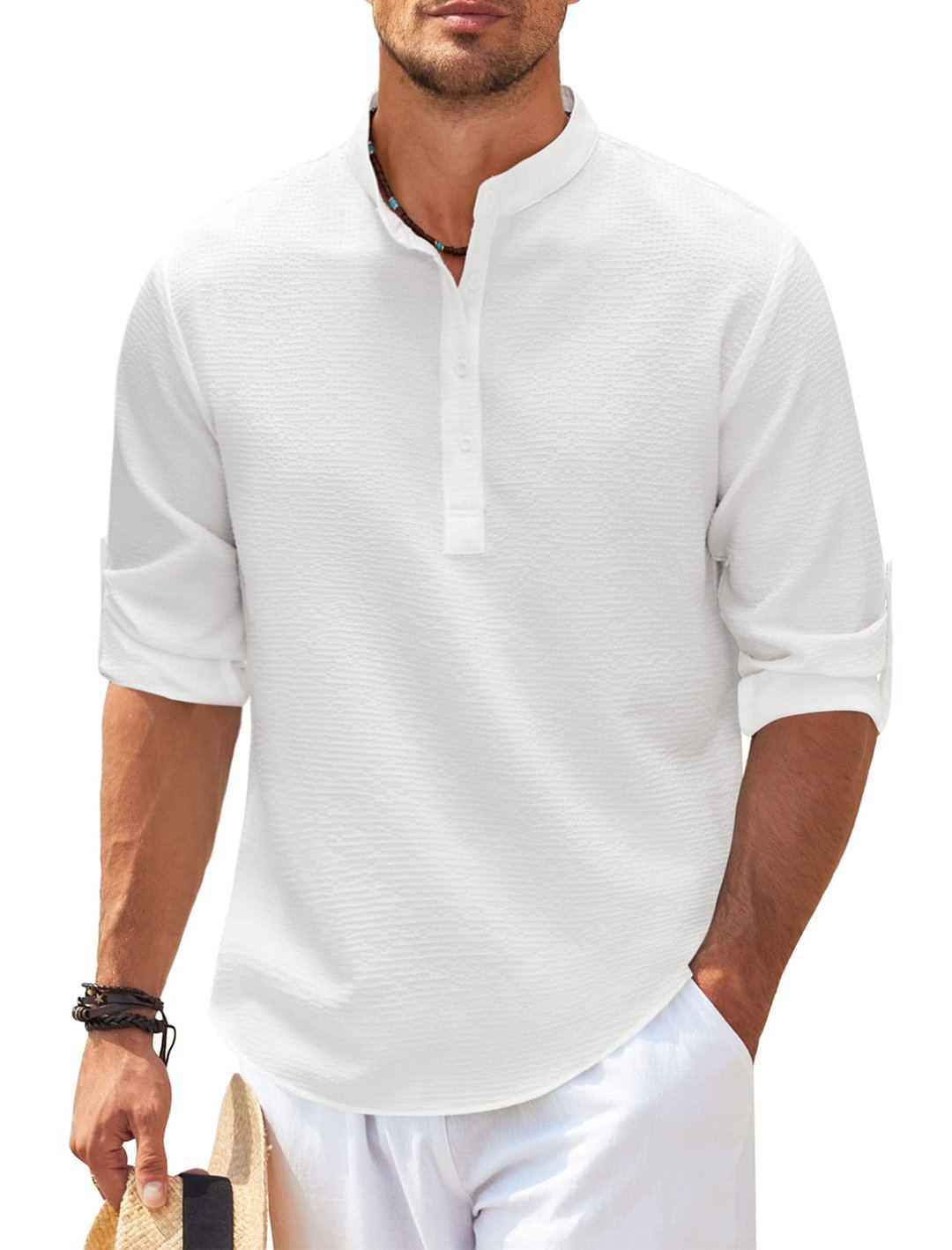 Men’s Long Sleeve Stand-Collar Shirt