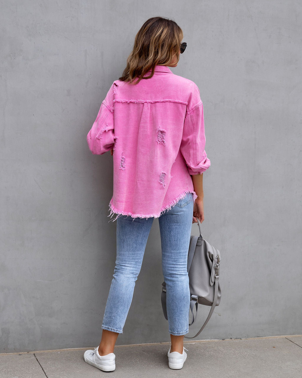 Casual Ripped Shirt Jacket