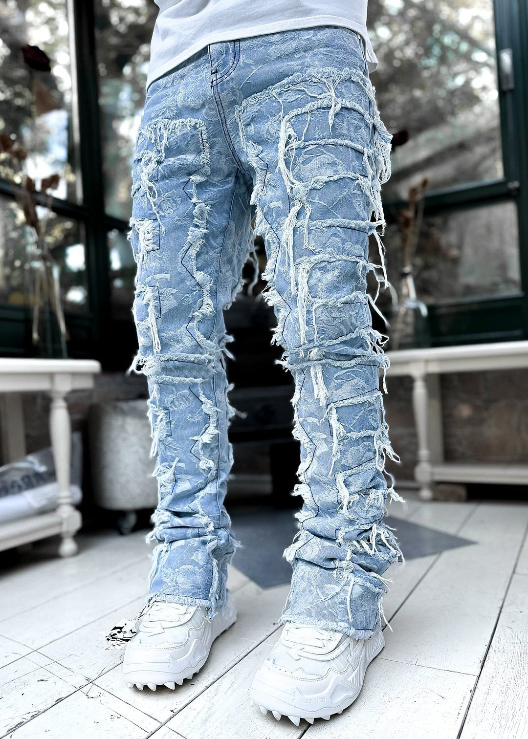 Men’s Patched Stacked Jeans