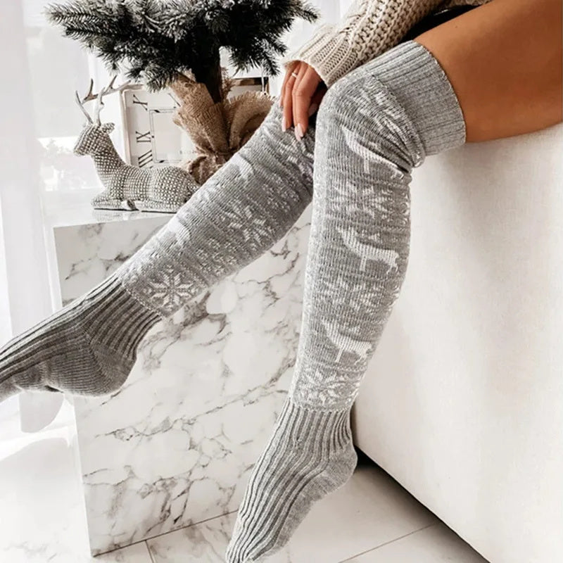 Women’s Christmas Knitted Over-the-Knee Socks