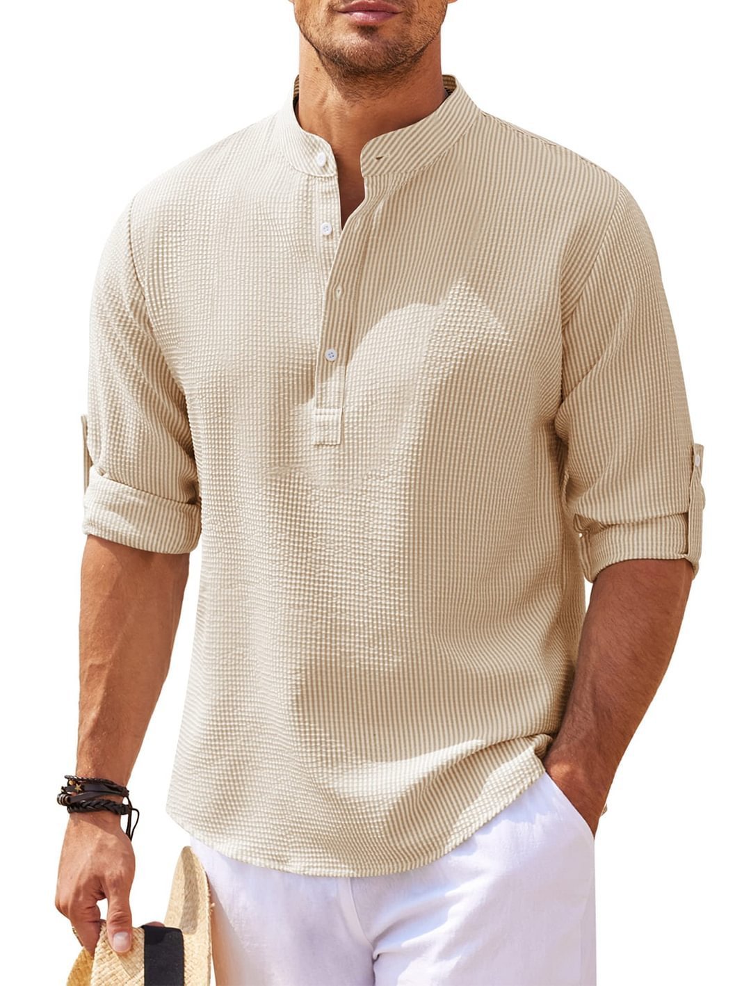 Men’s Long Sleeve Stand-Collar Shirt