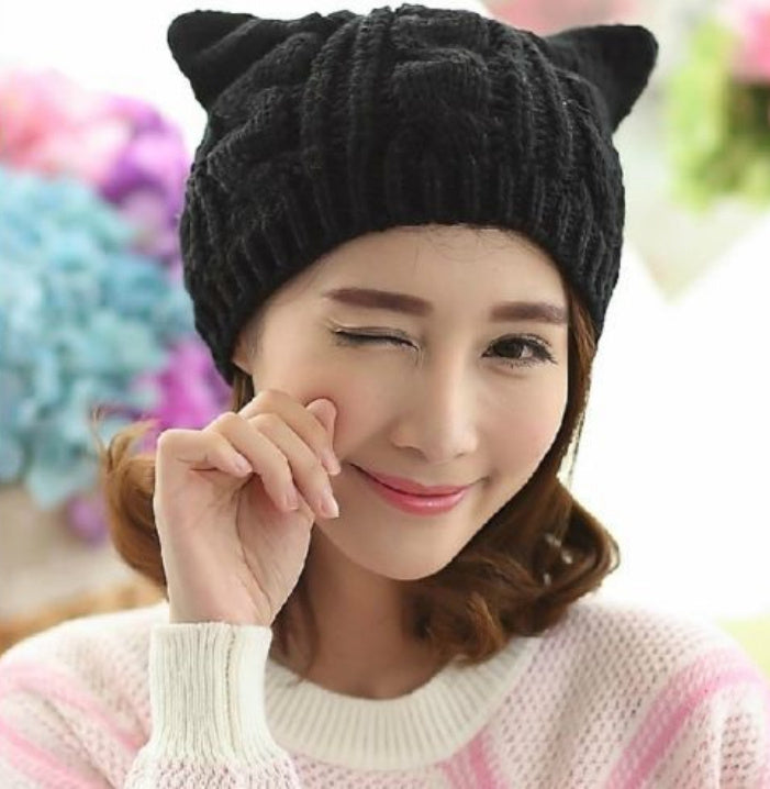 Handmade 3D Knitted Cat Ear Beanie