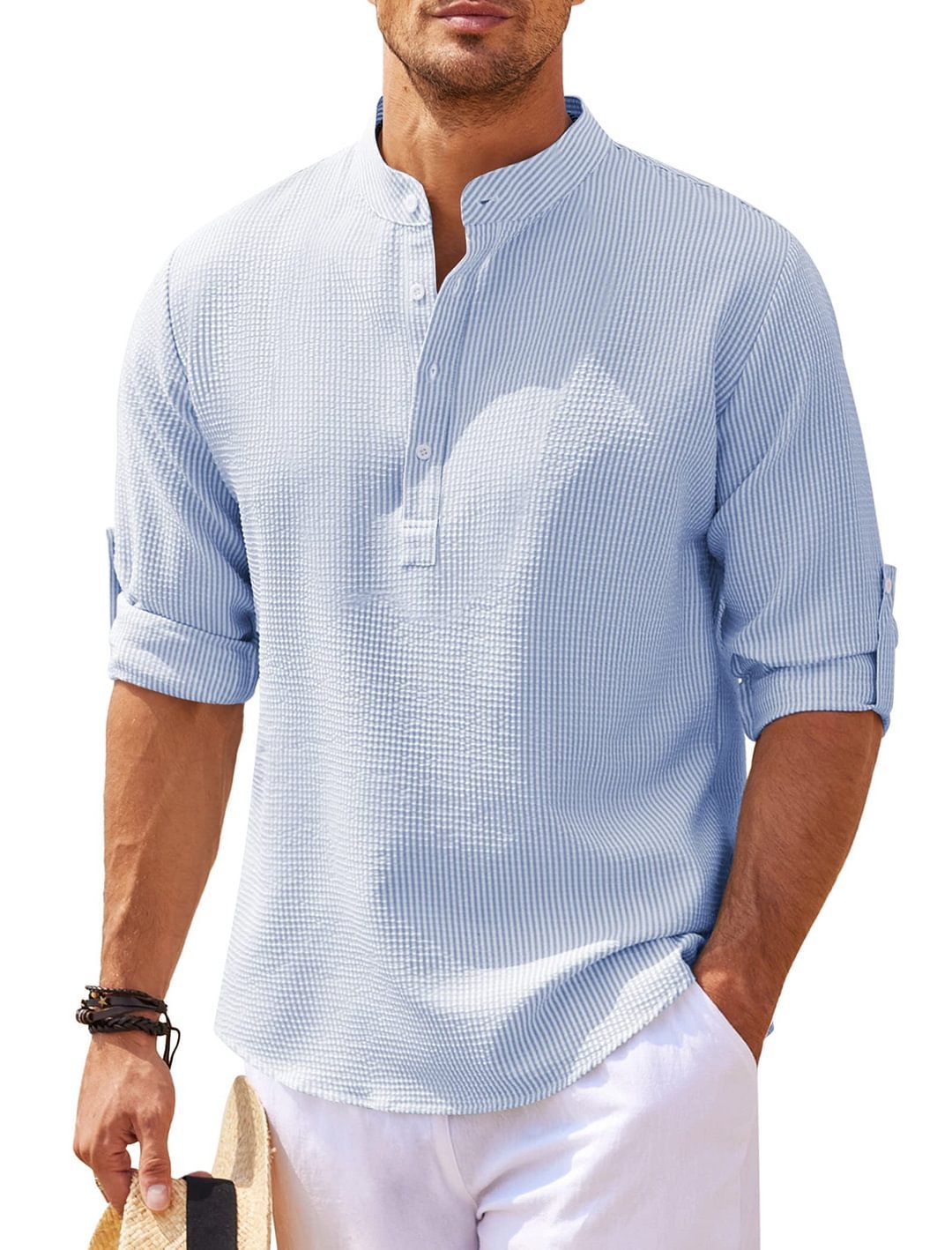 Men’s Long Sleeve Stand-Collar Shirt