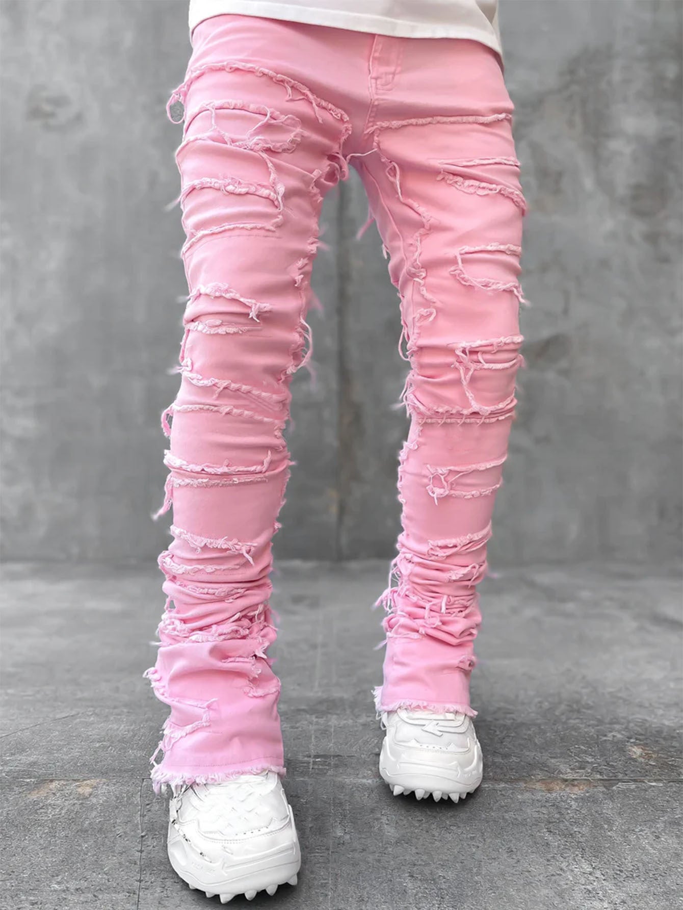 Men’s Patched Stacked Jeans
