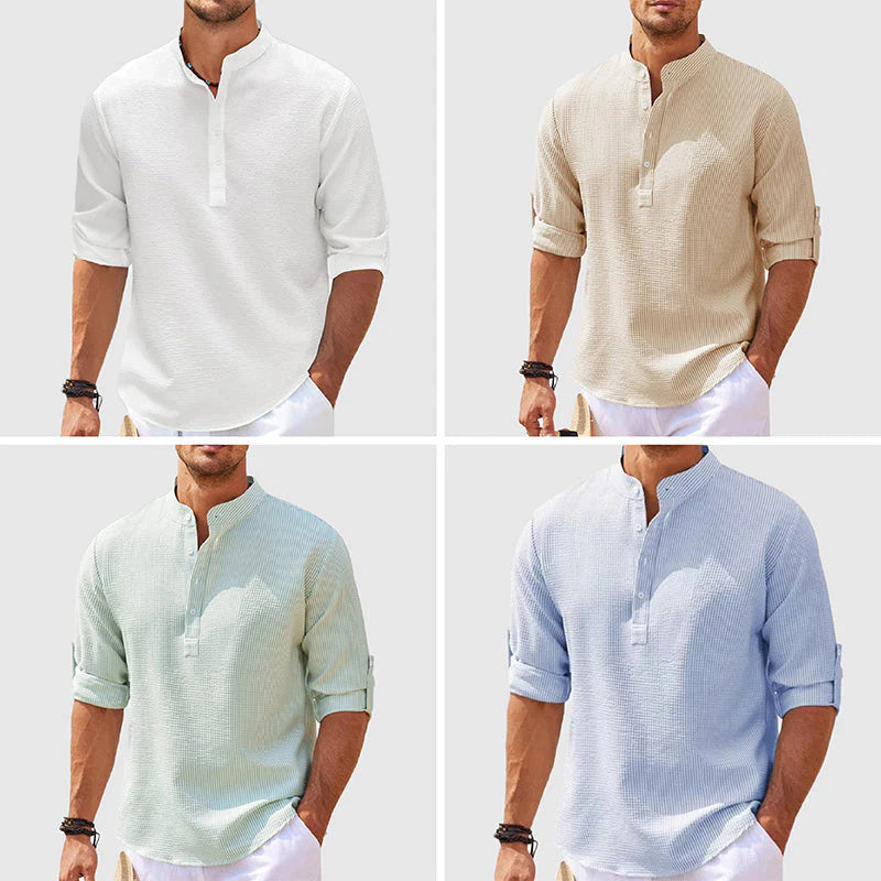 Men’s Long Sleeve Stand-Collar Shirt