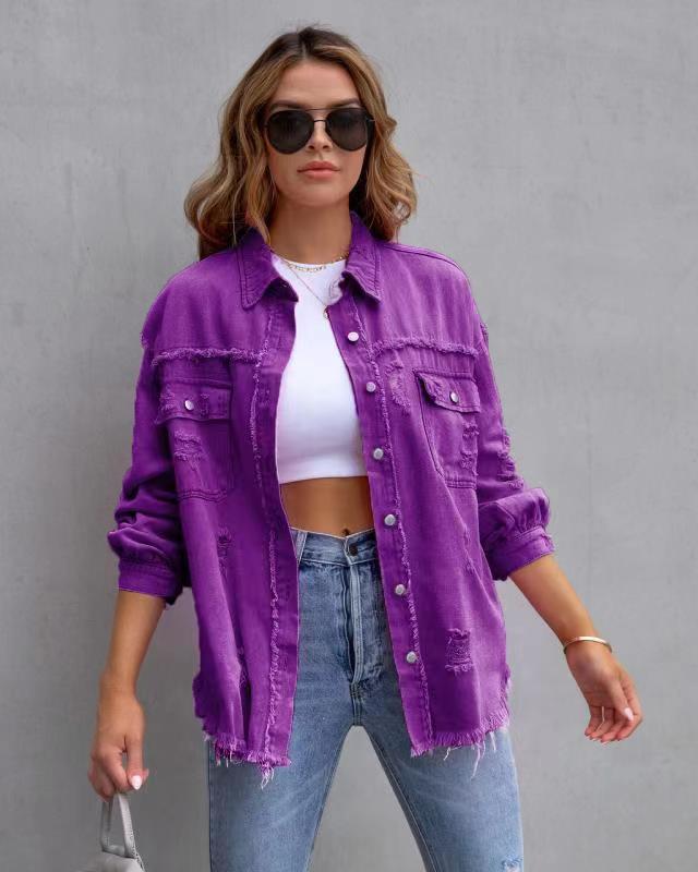 Casual Ripped Shirt Jacket