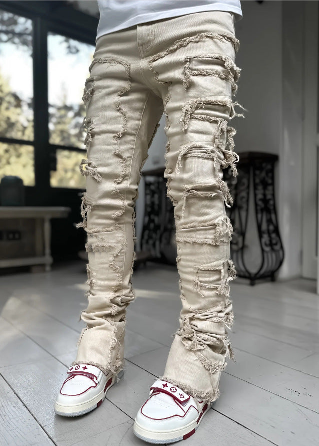 Men’s Patched Stacked Jeans