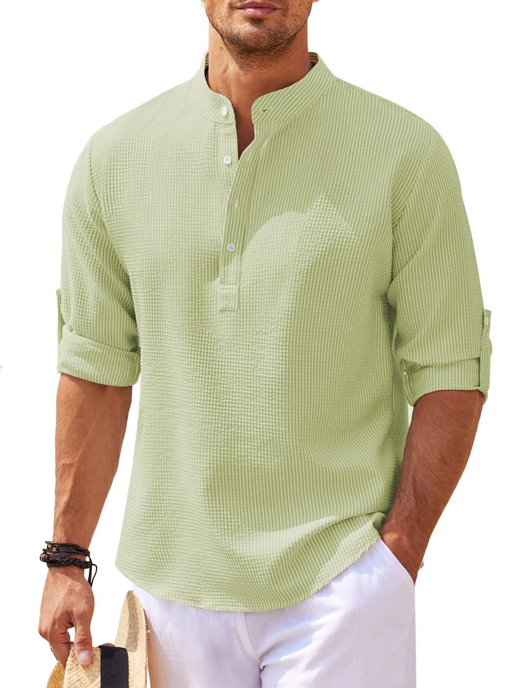Men’s Long Sleeve Stand-Collar Shirt