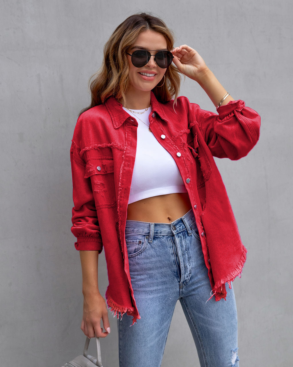 Casual Ripped Shirt Jacket