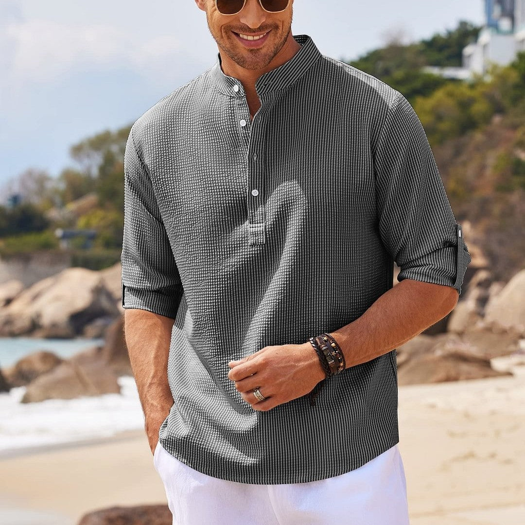 Men’s Long Sleeve Stand-Collar Shirt