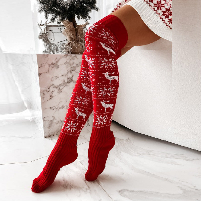 Women’s Christmas Knitted Over-the-Knee Socks