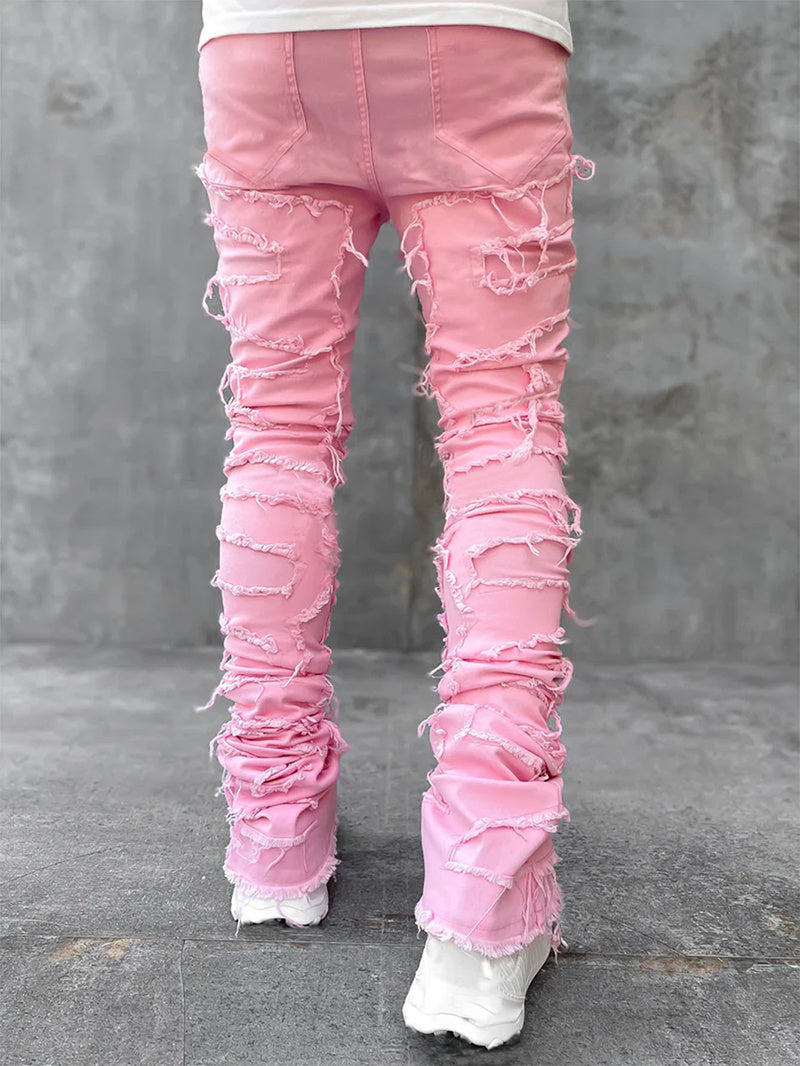 Men’s Patched Stacked Jeans