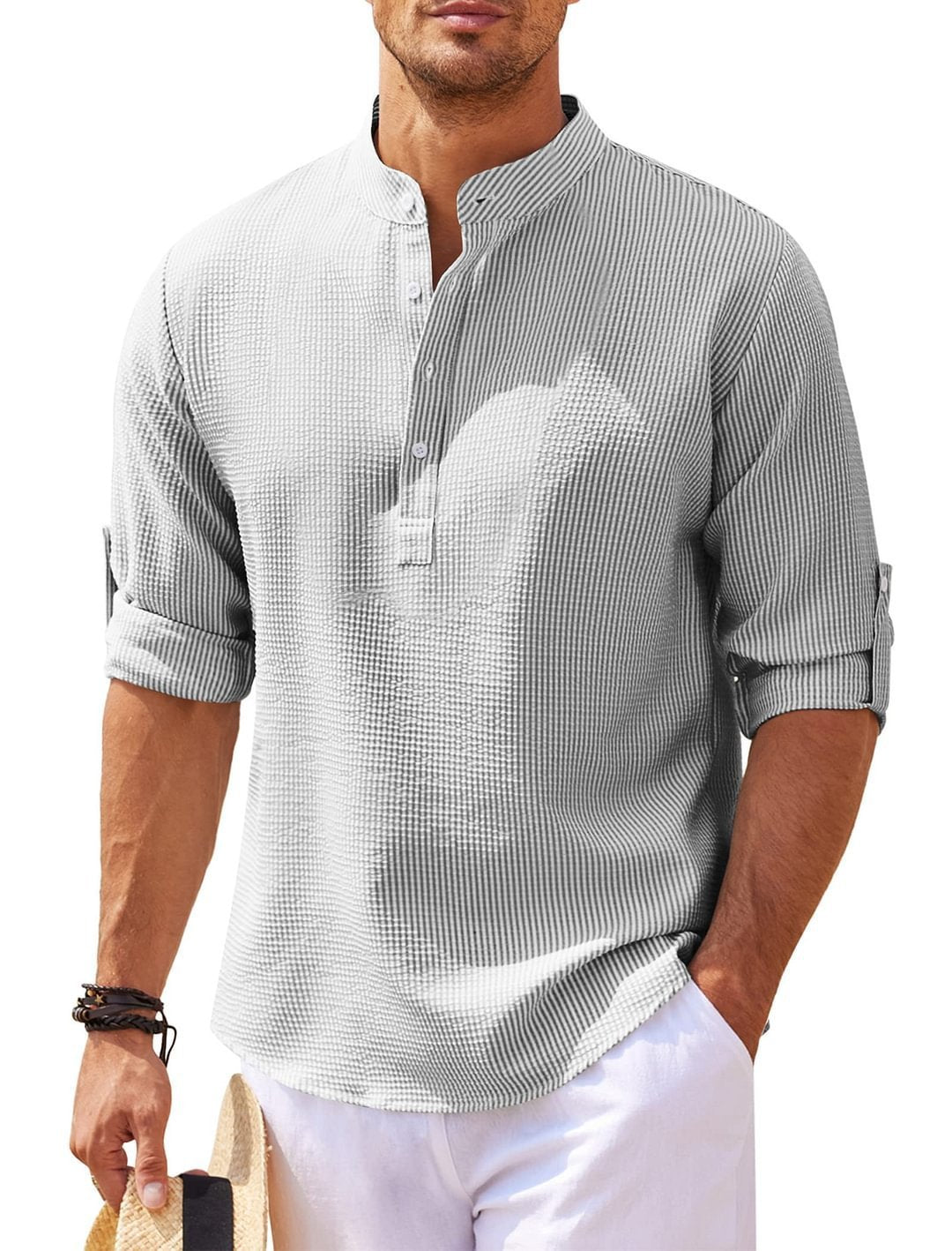 Men’s Long Sleeve Stand-Collar Shirt